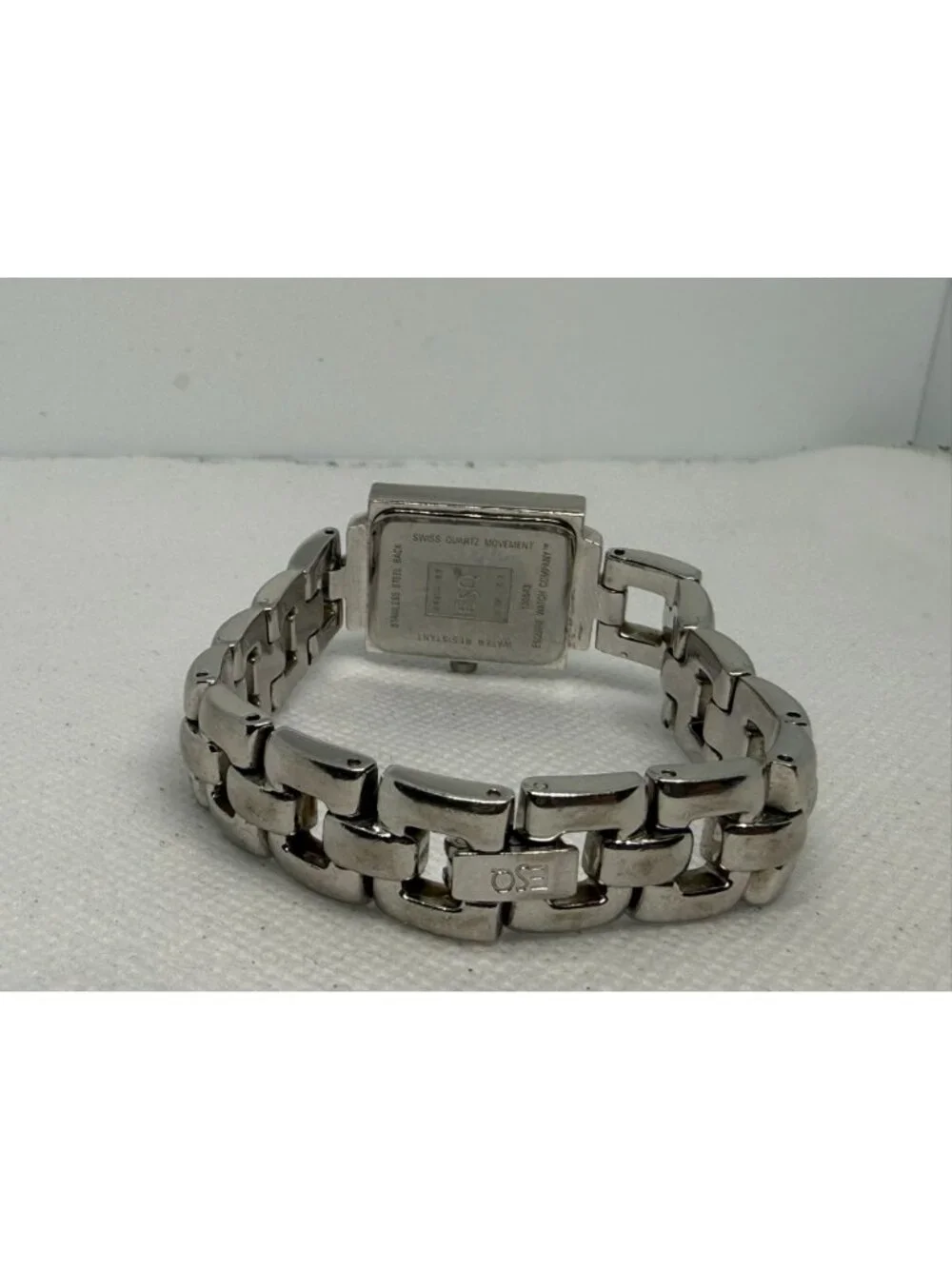 ESQ Swiss by Movado Womens Silver Square Stainless Steel Watch Bracelet 1506-3